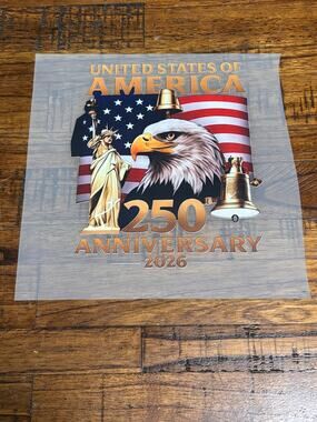 United States of America 250 Anniversary USA Flag Eagle Iron Heat Transfer Decal